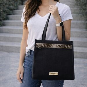 Versace small Tote Bag, Black and Gold